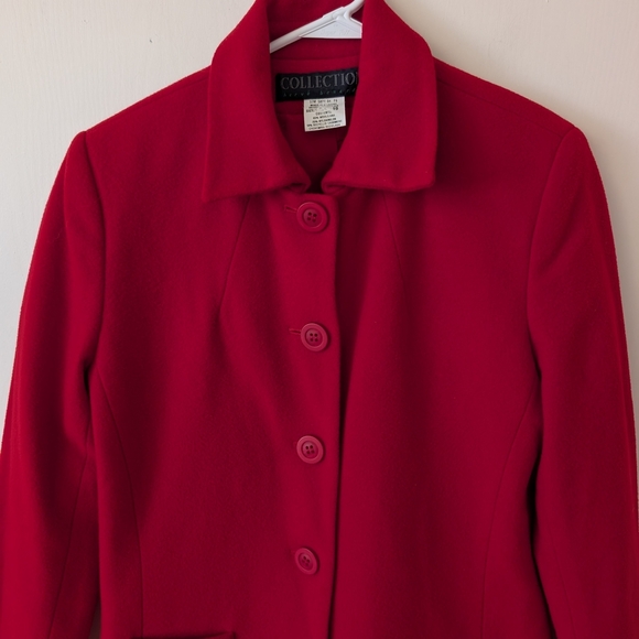 Vintage Harve Benard Womens 10 Wool Blend Red Jacket Classic Office Preppy - Picture 3 of 7